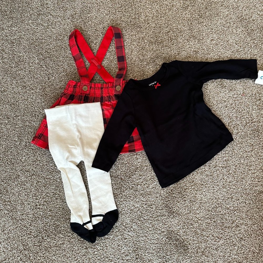 BABY CARTERS 3 PIECE TEE & JUMPER SET SIZE 9M  #K67 - Picture 3 of 3